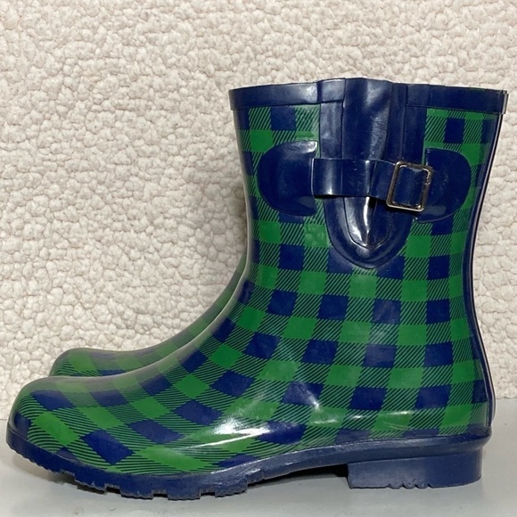Nomad Womens Gingham Droplet Rubber Waterproof Ankle Rain Boots Shoes  SZ US 9 - Picture 2 of 11